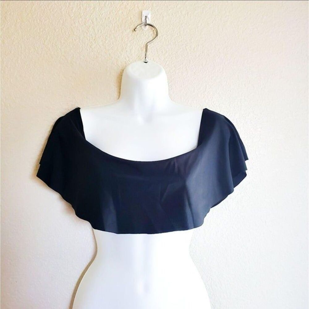 Womens Top Black S Off Shoulder Black Ruffle Bralette Bikini